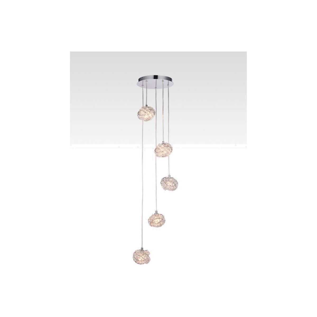 Bay Lighting Jolie Crystal 5 Pendant Cluster Ceiling Light, Clear/Chrome – image 1