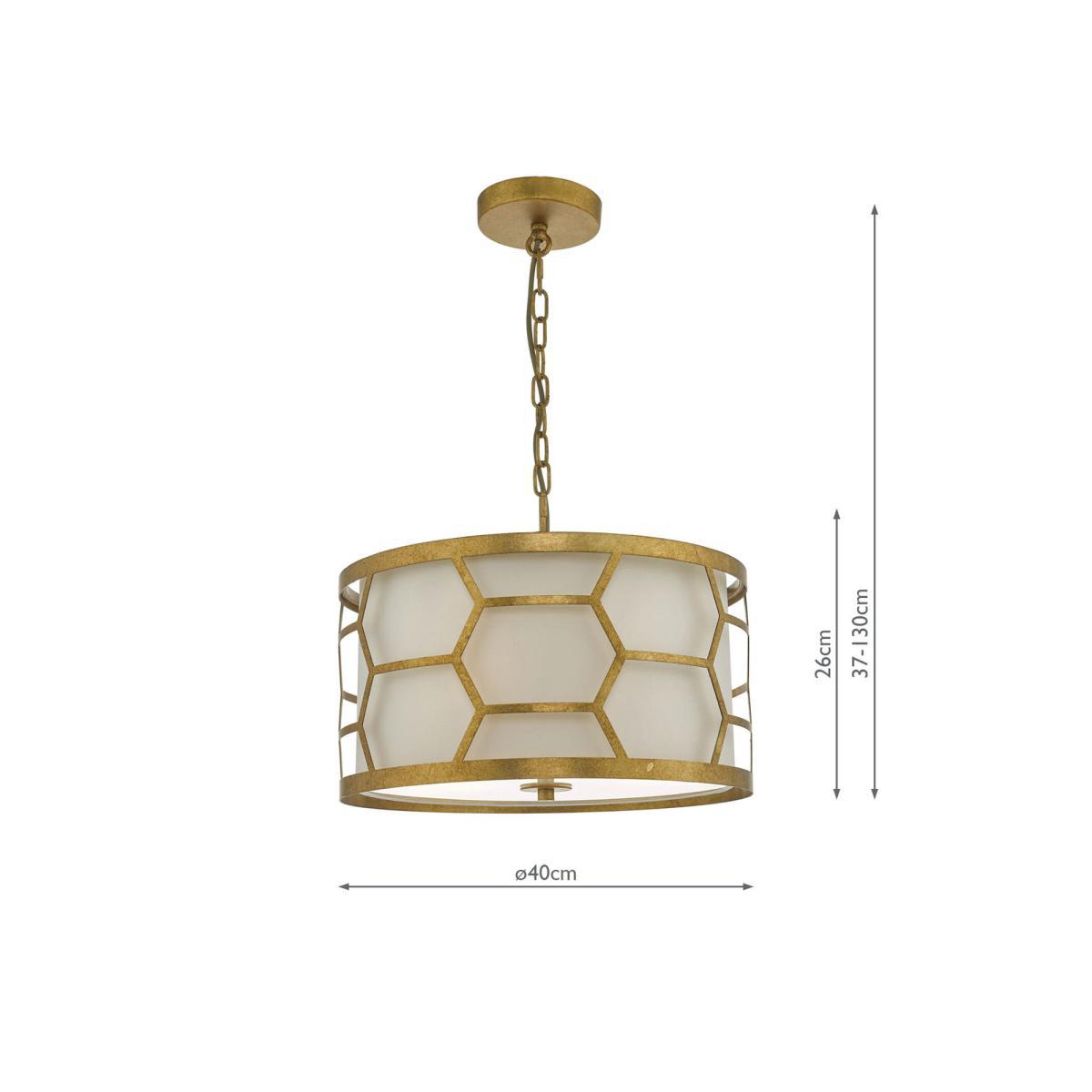 Där Metal Hexagon Small Pendant Ceiling Light, Gold/Ivory – image 3