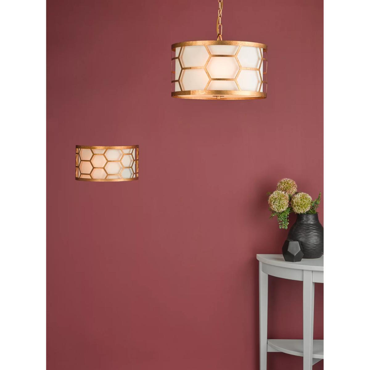 Där Metal Hexagon Small Pendant Ceiling Light, Gold/Ivory – image 4