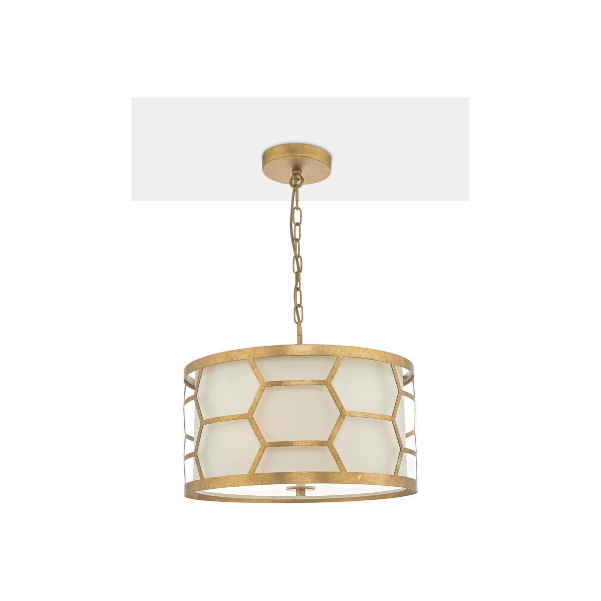 Där Metal Hexagon Small Pendant Ceiling Light, Gold/Ivory – image 1