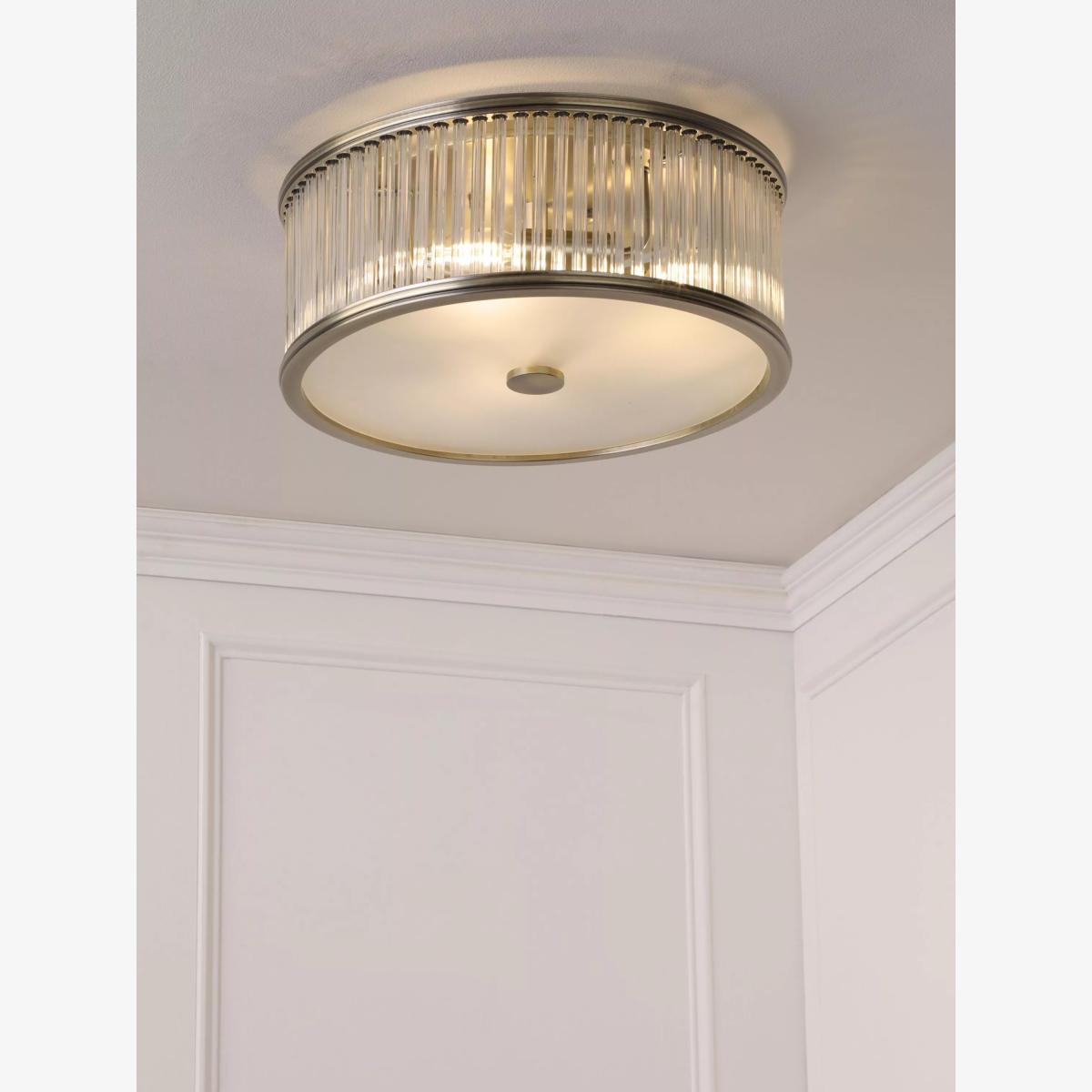 Laura Ashley Sutton 2 Flush Ceiling Light, Antique Brass – image 1