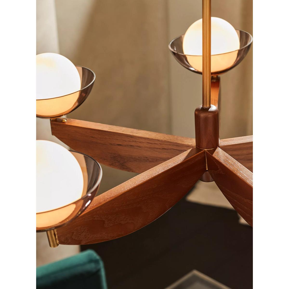MADE 5 Arm Glass Orb Ceiling Light, Walnut – image 5