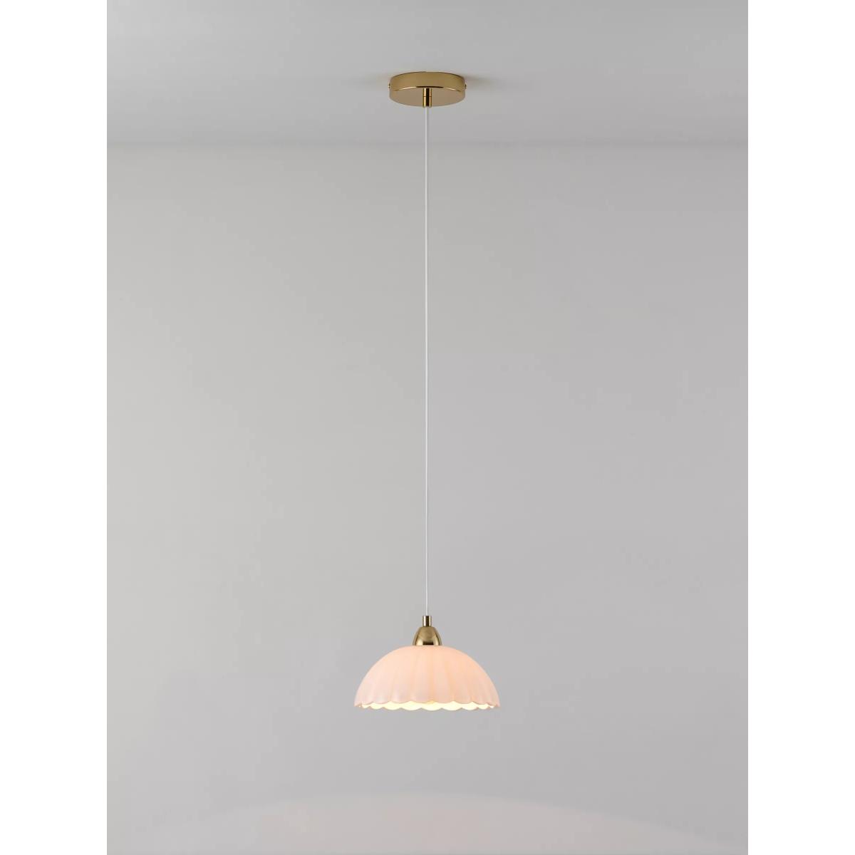 houseof Flower Glass Pendant Ceiling Light, White/Brass – image 2