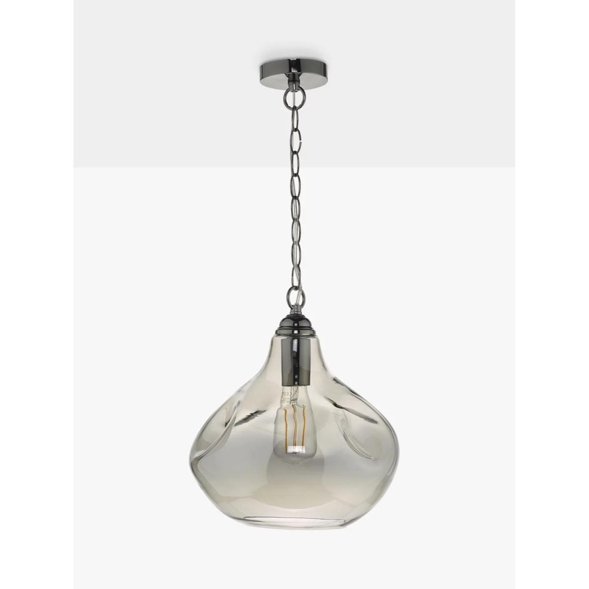 Där Esarosa Smoked Glass Pendant Ceiling Light, Black Chrome – image 2
