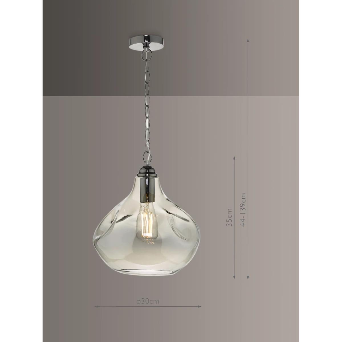 Där Esarosa Smoked Glass Pendant Ceiling Light, Black Chrome – image 4