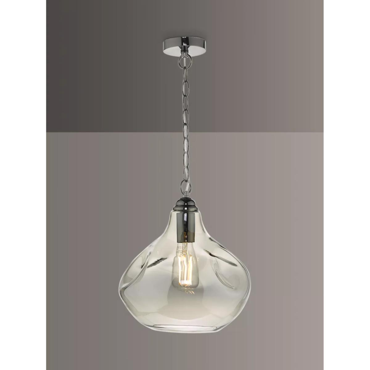 Där Esarosa Smoked Glass Pendant Ceiling Light, Black Chrome – image 1
