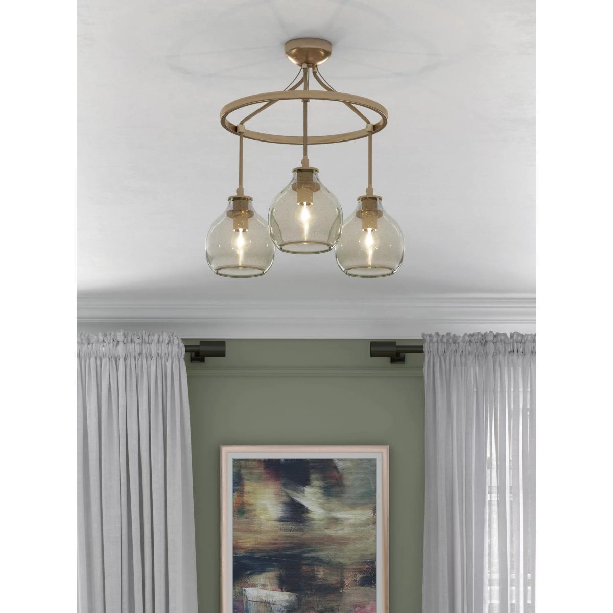 John Lewis & Partners Selsey Semi Flush, 3 Pendant Ceiling Light, Blue/Chrome – image 3