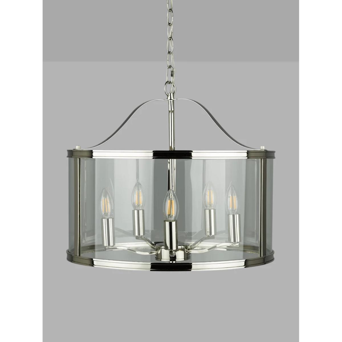 Laura Ashley Harrington 5 Arm Glass Ceiling Light, Polished Nickel – image 2