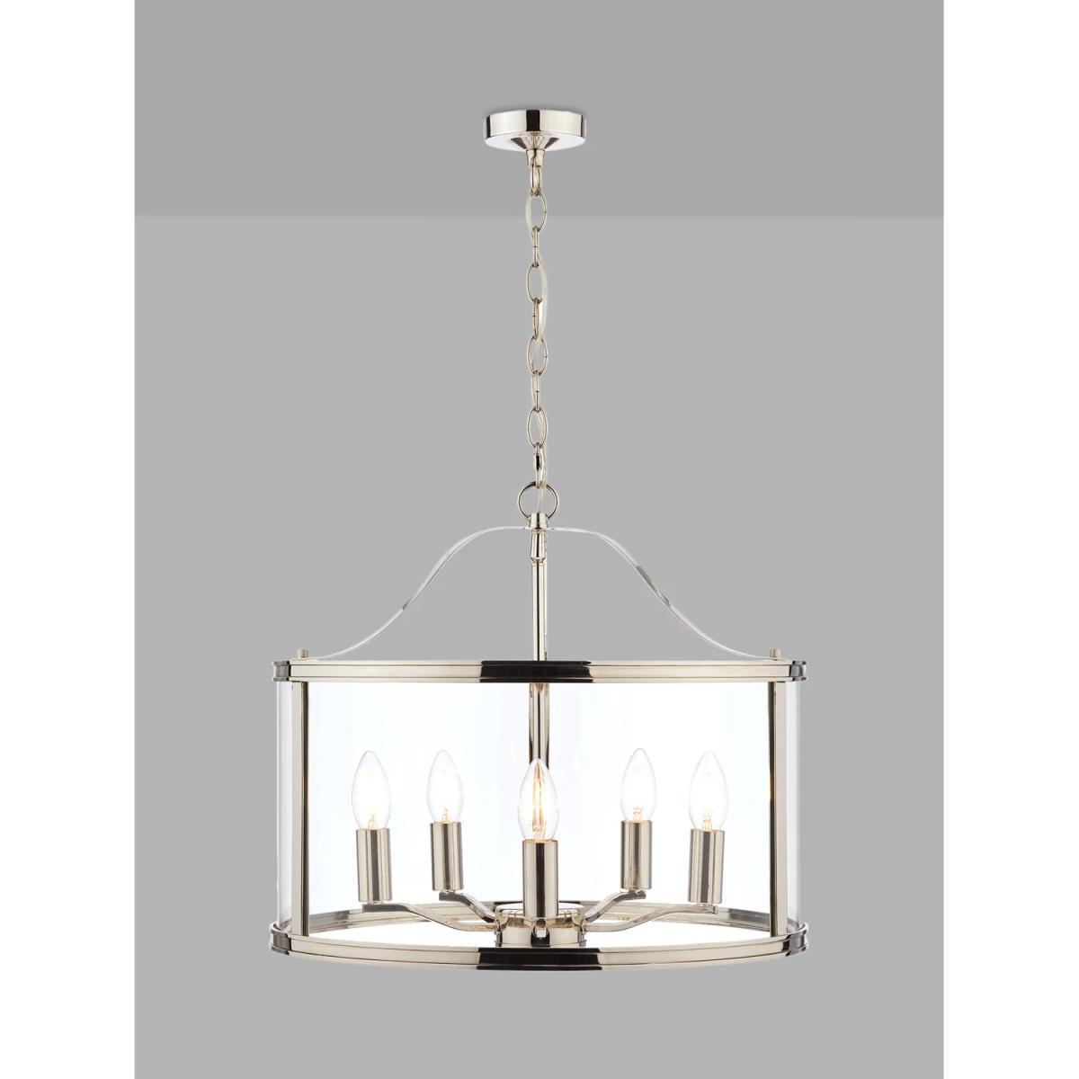 Laura Ashley Harrington 5 Arm Glass Ceiling Light, Polished Nickel – image 3