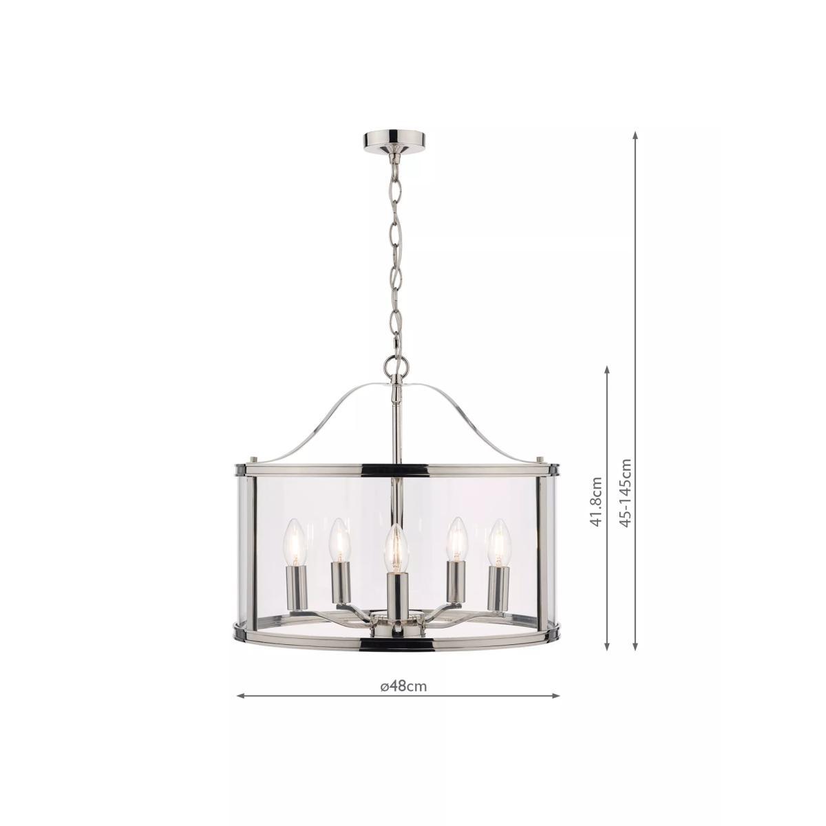 Laura Ashley Harrington 5 Arm Glass Ceiling Light, Polished Nickel – image 4