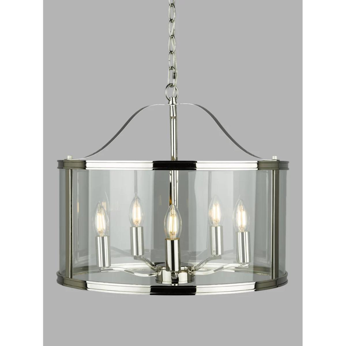 Laura Ashley Harrington 5 Arm Glass Ceiling Light, Polished Nickel – image 1