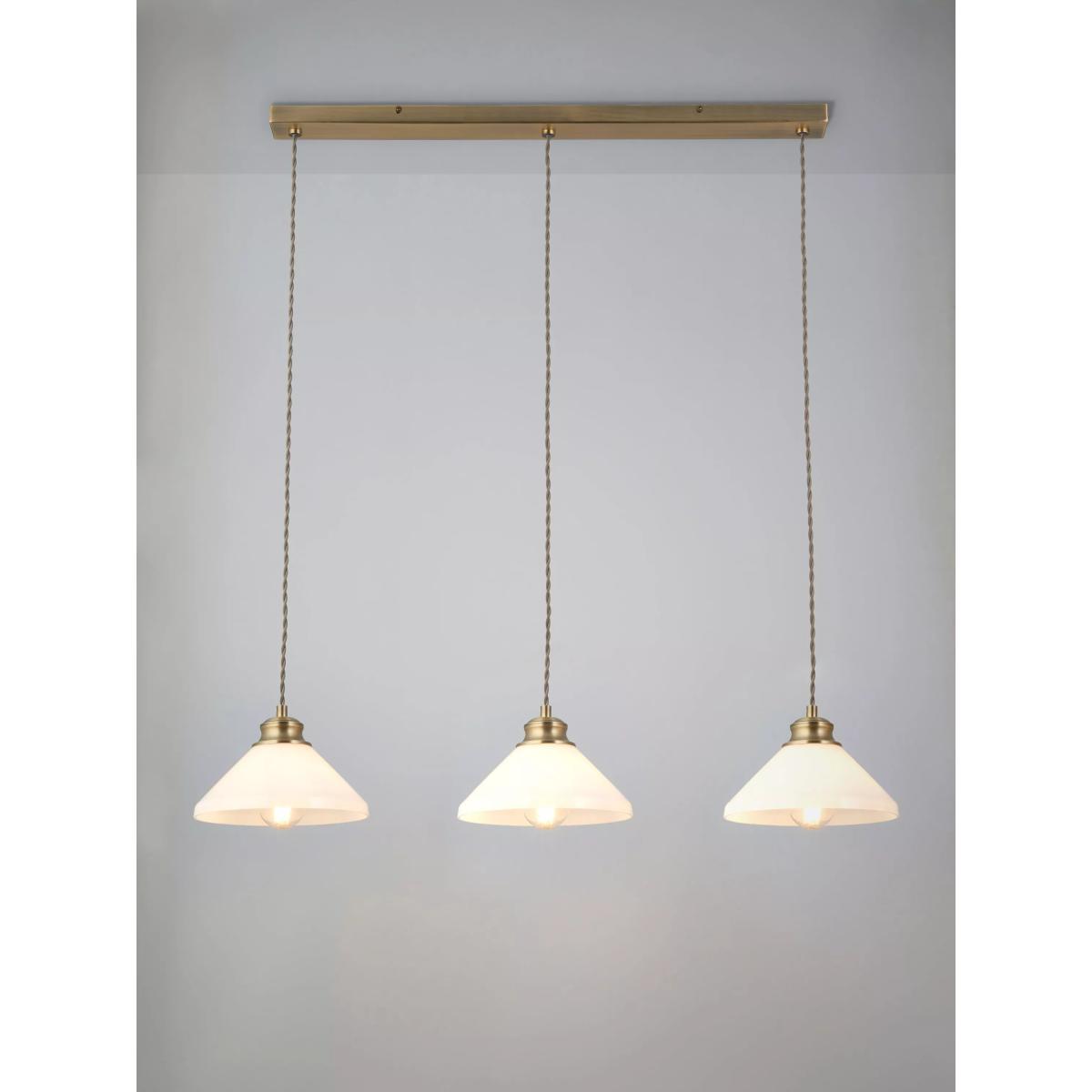 John Lewis Tula 3 Arm Over Diner Bar Ceiling Light, Clear/Brass – image 2