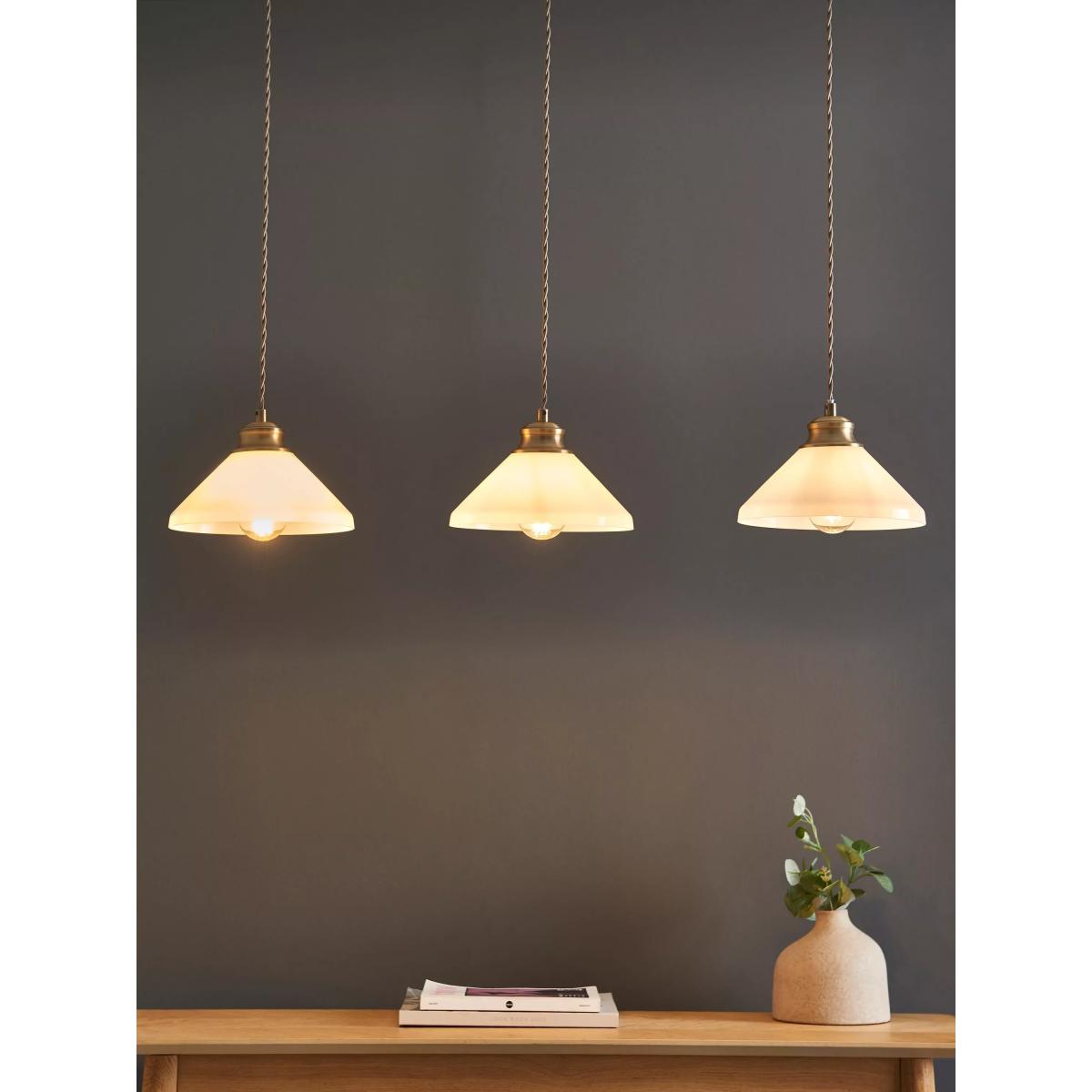 John Lewis Tula 3 Arm Over Diner Bar Ceiling Light, Clear/Brass – image 3