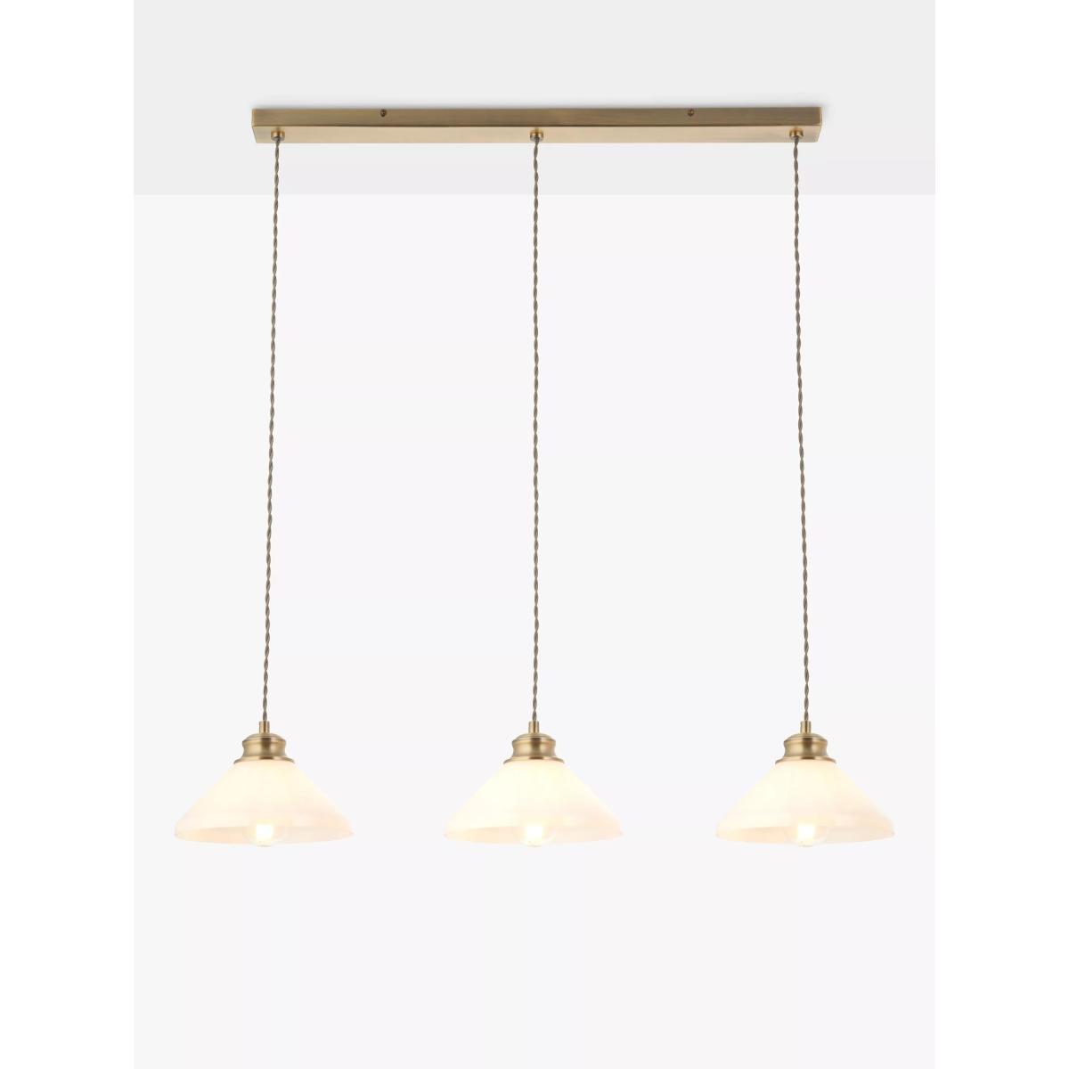 John Lewis Tula 3 Arm Over Diner Bar Ceiling Light, Clear/Brass – image 6