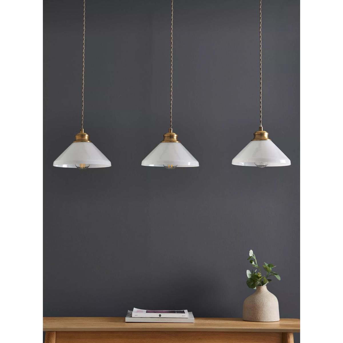 John Lewis Tula 3 Arm Over Diner Bar Ceiling Light, Clear/Brass – image 9