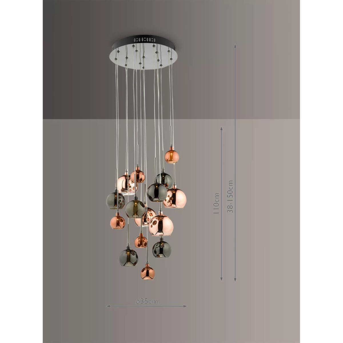 Där Aurellia 15 Pendant Cluster Ceiling Light, Copper/Bronze – image 4