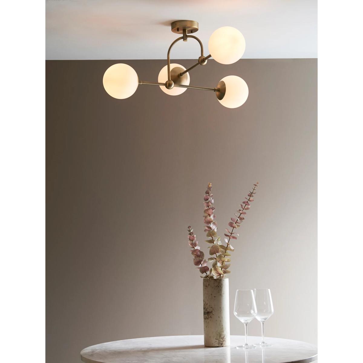 Bay Lighting Tosca 4 Arm Semi Flush Ceiling Light, Gold – image 2