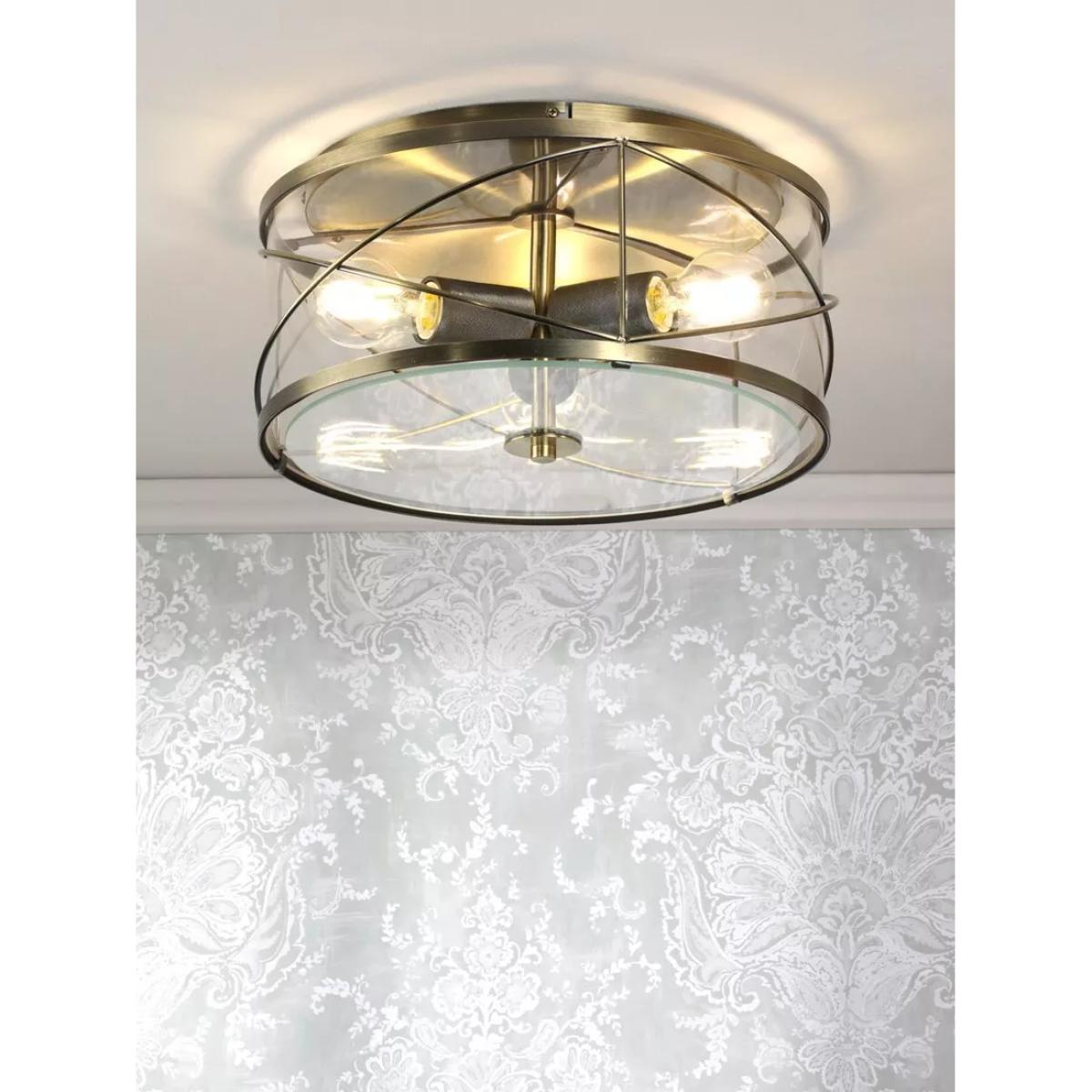 Laura Ashley Beckworth 3 Light Flush Ceiling Light, Metallic Brass – image 2