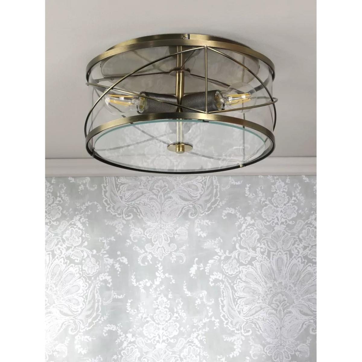 Laura Ashley Beckworth 3 Light Flush Ceiling Light, Metallic Brass – image 3