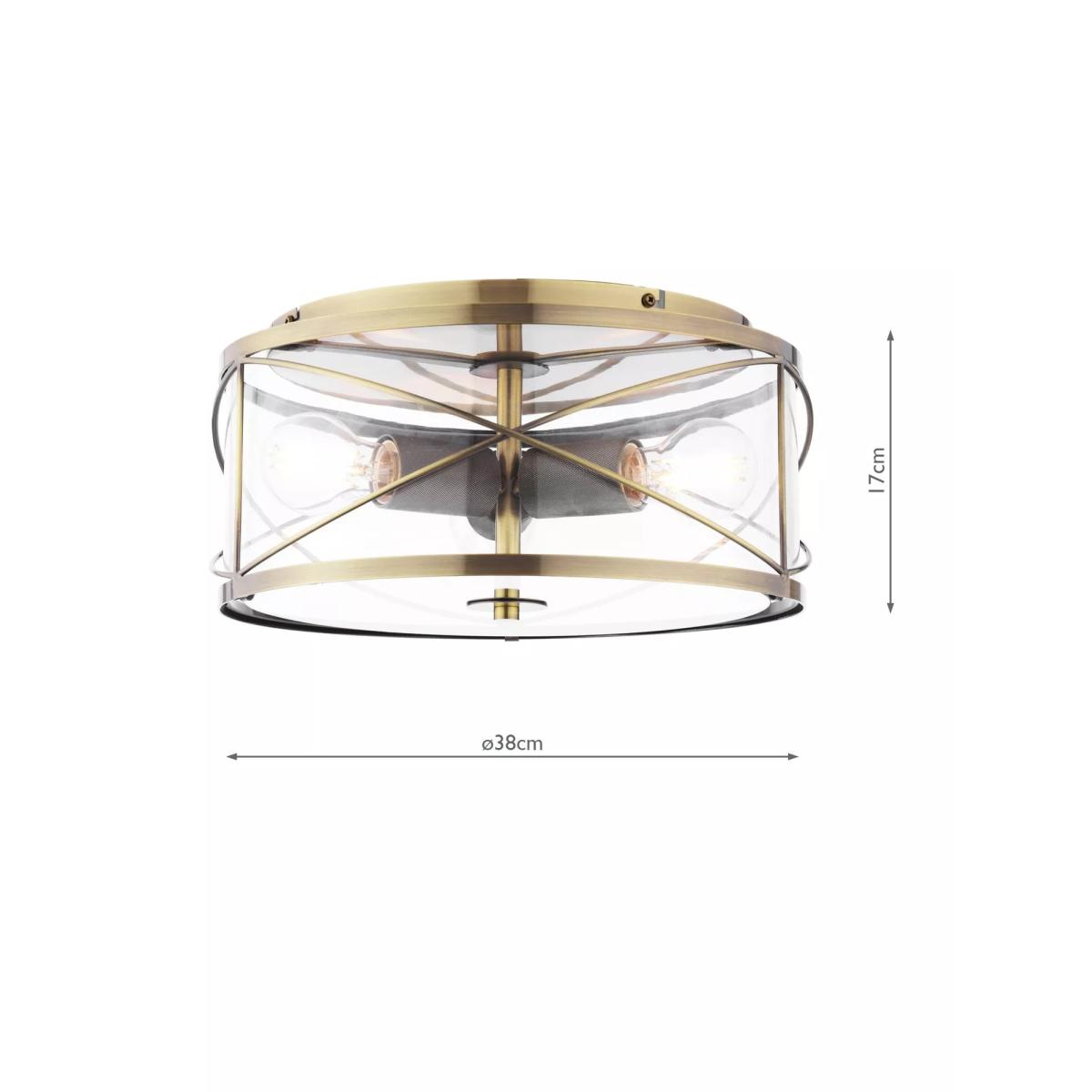 Laura Ashley Beckworth 3 Light Flush Ceiling Light, Metallic Brass – image 6
