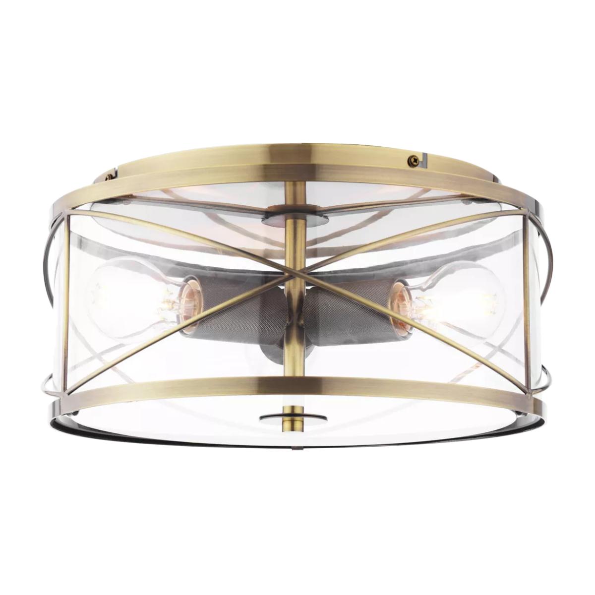 Laura Ashley Beckworth 3 Light Flush Ceiling Light, Metallic Brass – image 1