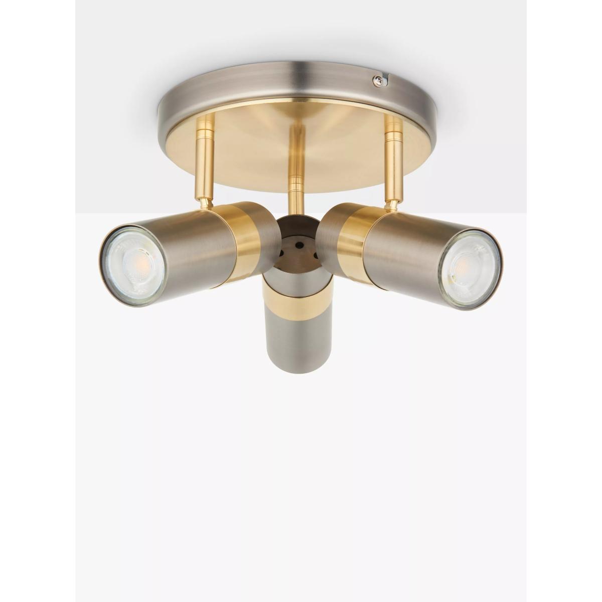 John Lewis Obi 3 Circular Spotlight Ceiling Plate, Matt Nickel and Gold – image 2