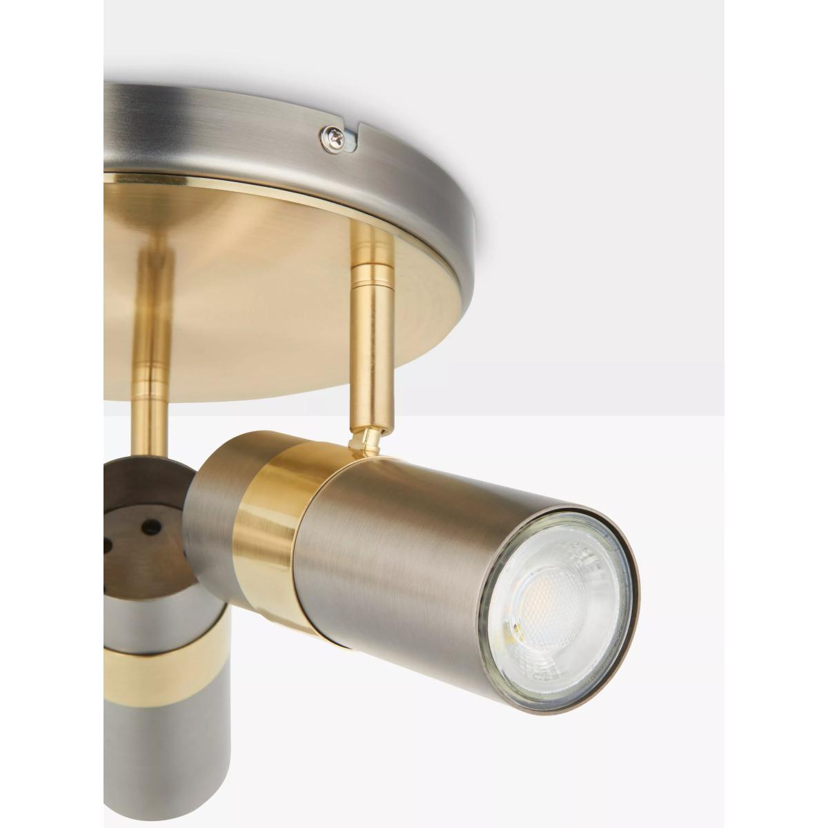 John Lewis Obi 3 Circular Spotlight Ceiling Plate, Matt Nickel and Gold – image 3