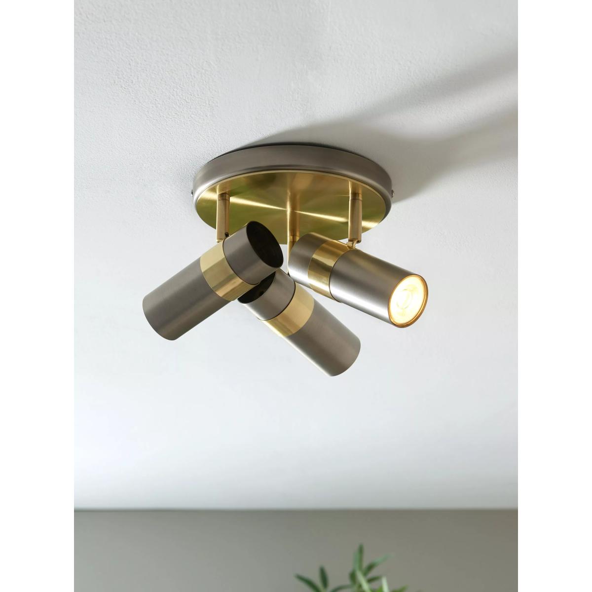 John Lewis Obi 3 Circular Spotlight Ceiling Plate, Matt Nickel and Gold – image 4