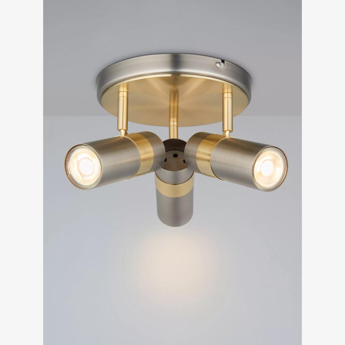 John Lewis Obi 3 Circular Spotlight Ceiling Plate, Matt Nickel and Gold – image 1