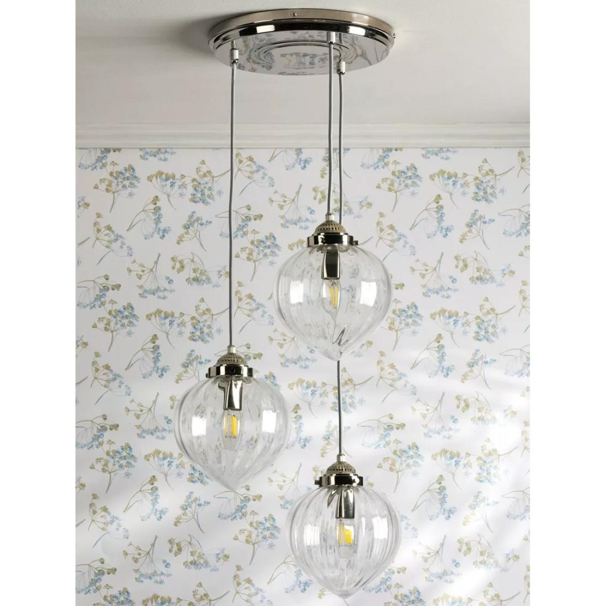 Laura Ashley Whitham 3 Light Cluster Pendant Ceiling Light, Polished Nickel – image 3