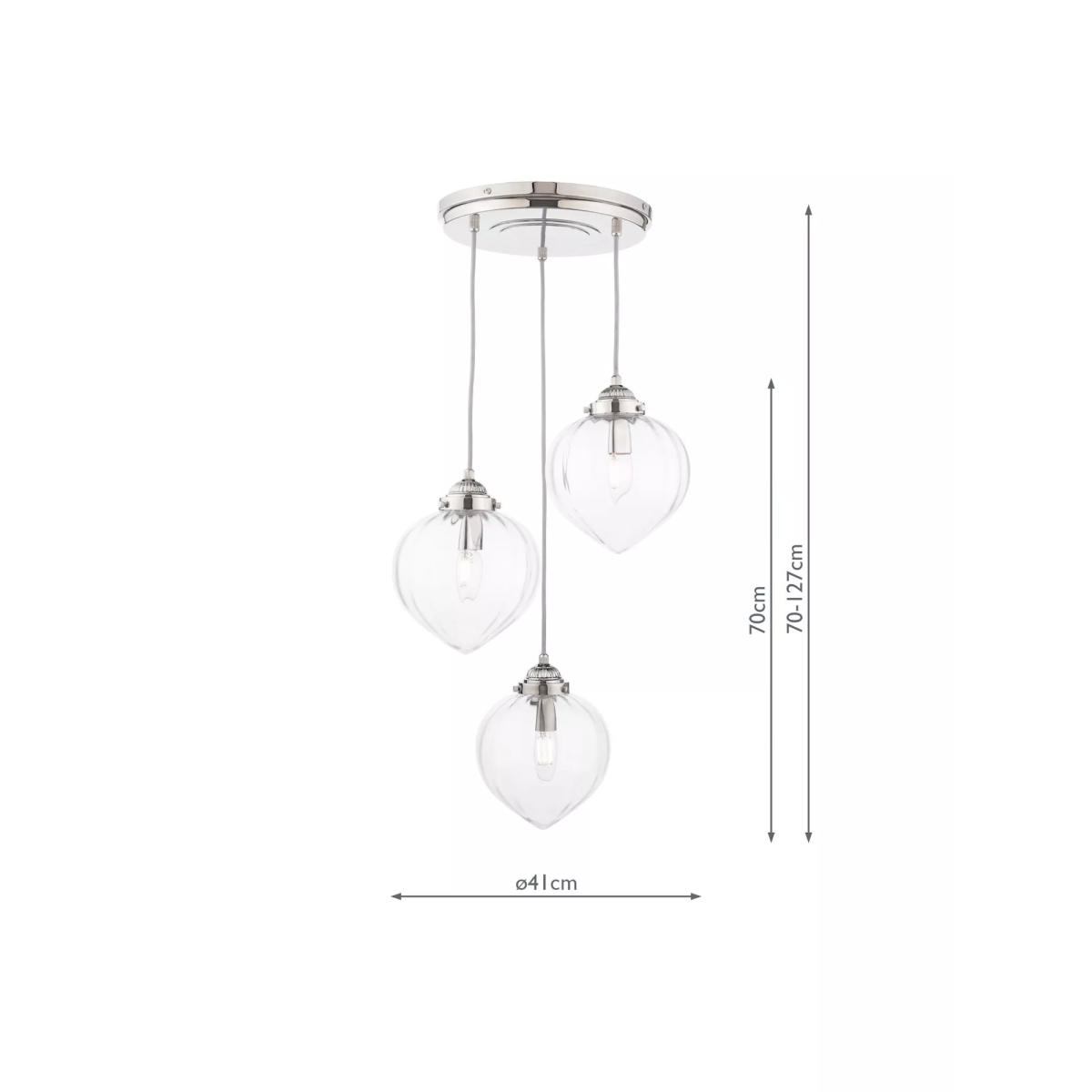 Laura Ashley Whitham 3 Light Cluster Pendant Ceiling Light, Polished Nickel – image 6