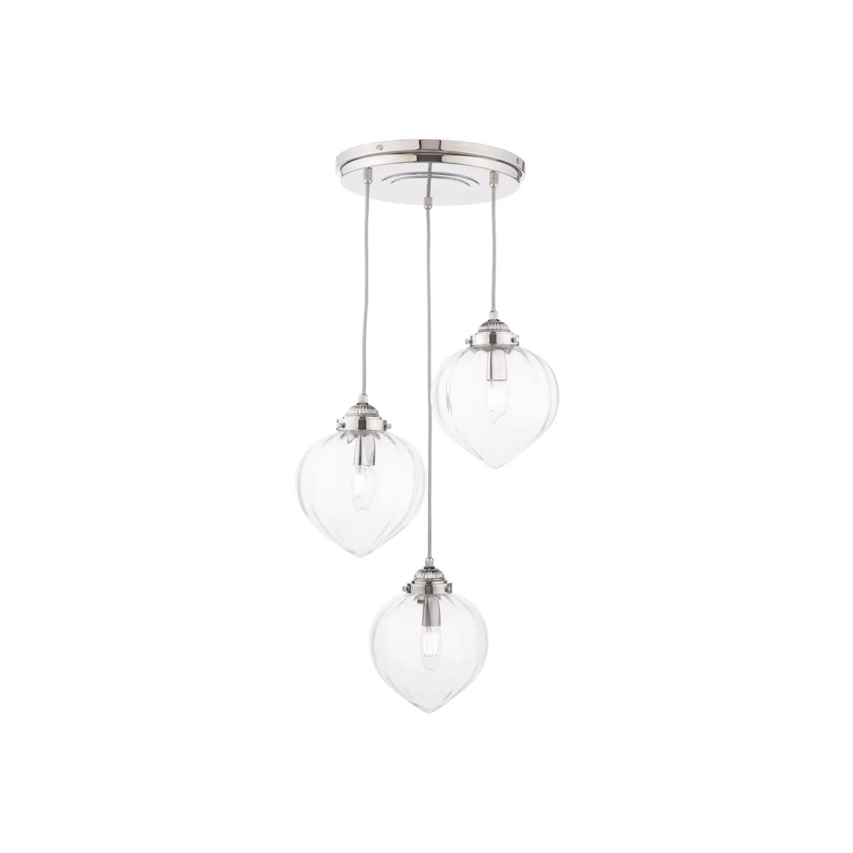 Laura Ashley Whitham 3 Light Cluster Pendant Ceiling Light, Polished Nickel – image 1