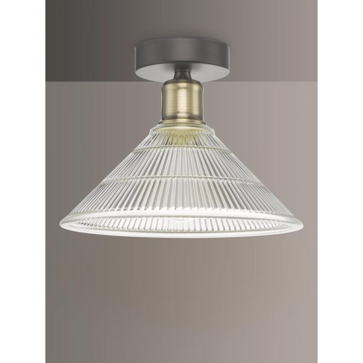 Där Boyd Semi Flush Prismatic Glass Ceiling Light, Clear/Brass – image 2