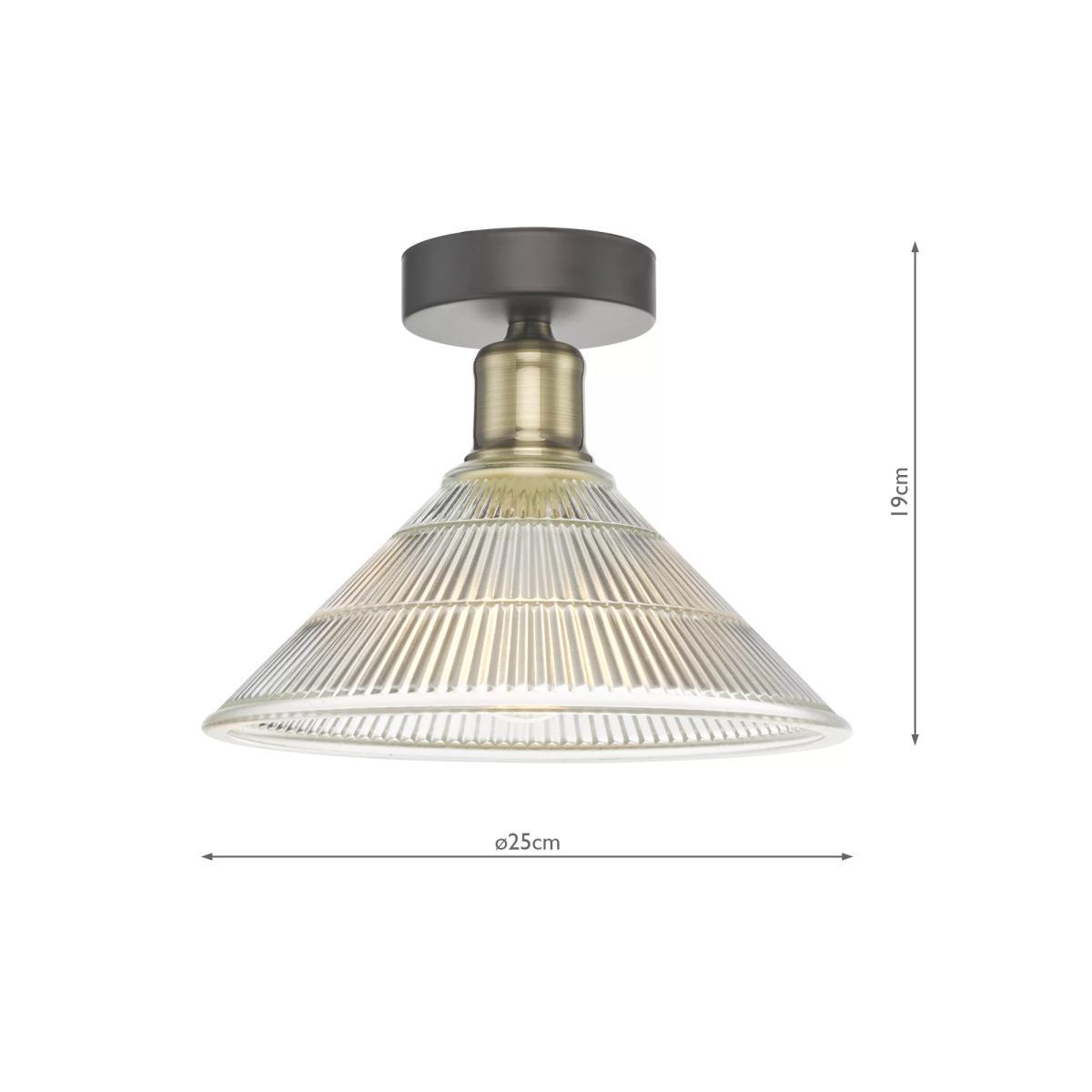 Där Boyd Semi Flush Prismatic Glass Ceiling Light, Clear/Brass – image 6