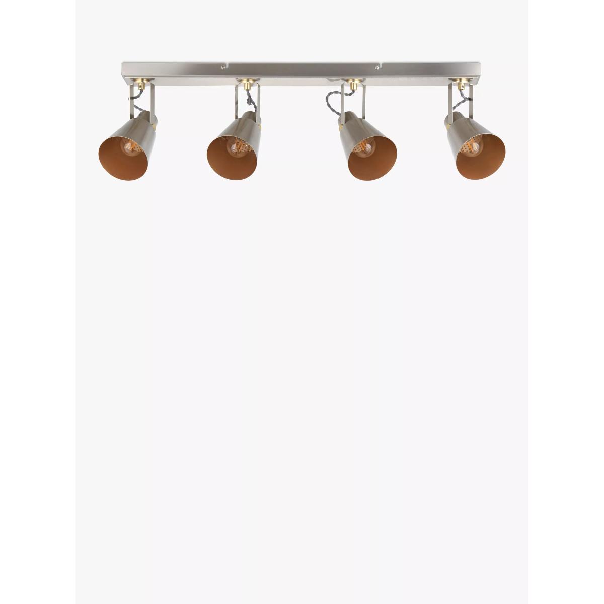 John Lewis Smythson 4 Spotlight Ceiling Bar, Satin Steel/Gold – image 2