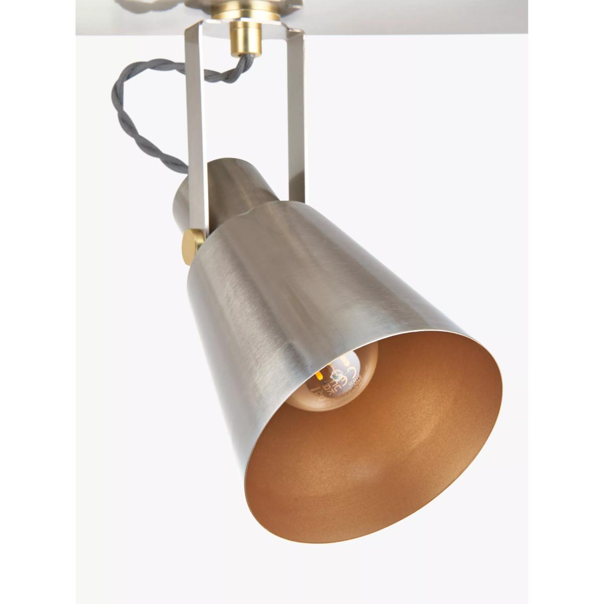 John Lewis Smythson 4 Spotlight Ceiling Bar, Satin Steel/Gold – image 3