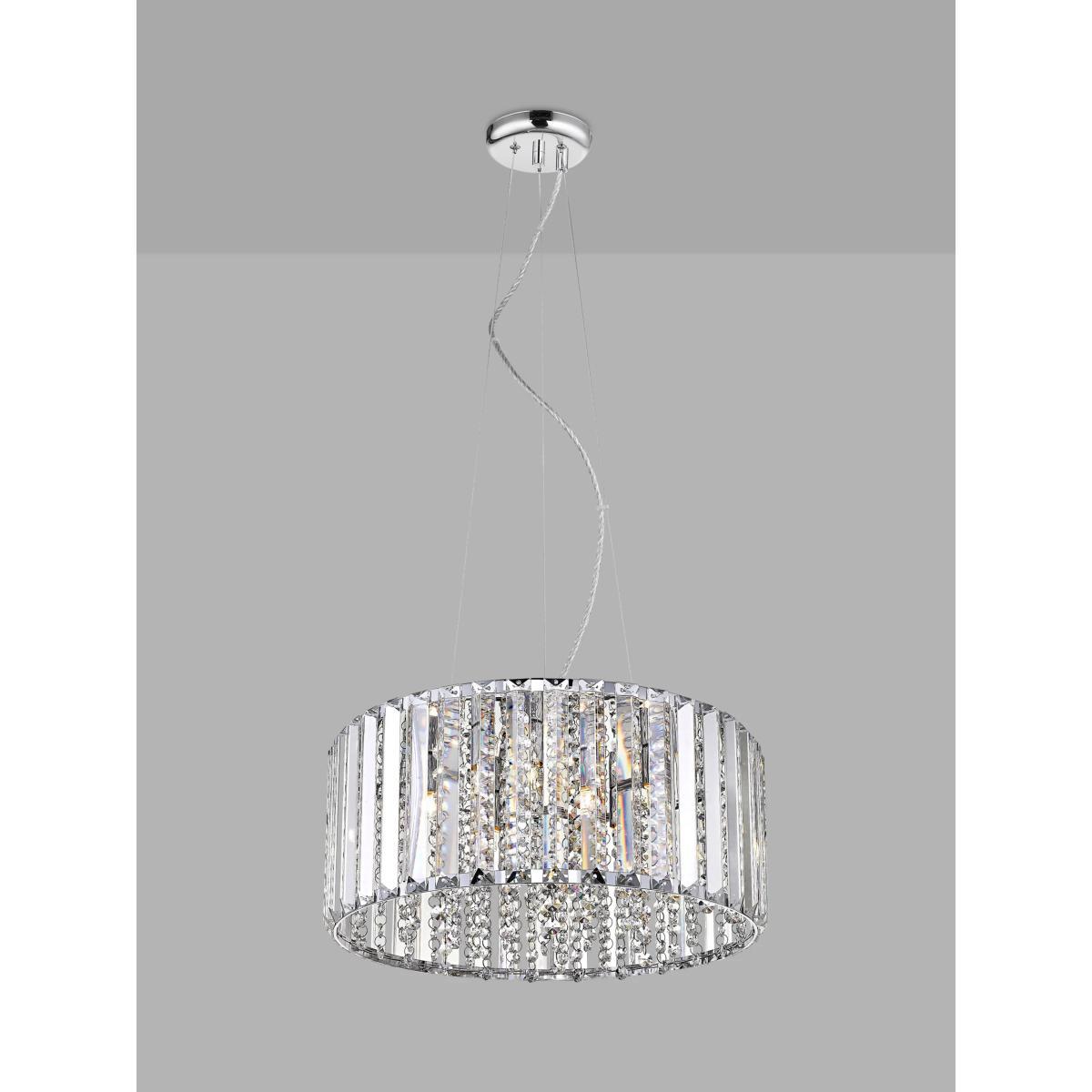 Impex Diore Crystal Pendant Ceiling Light, Large, Clear/Chrome – image 1
