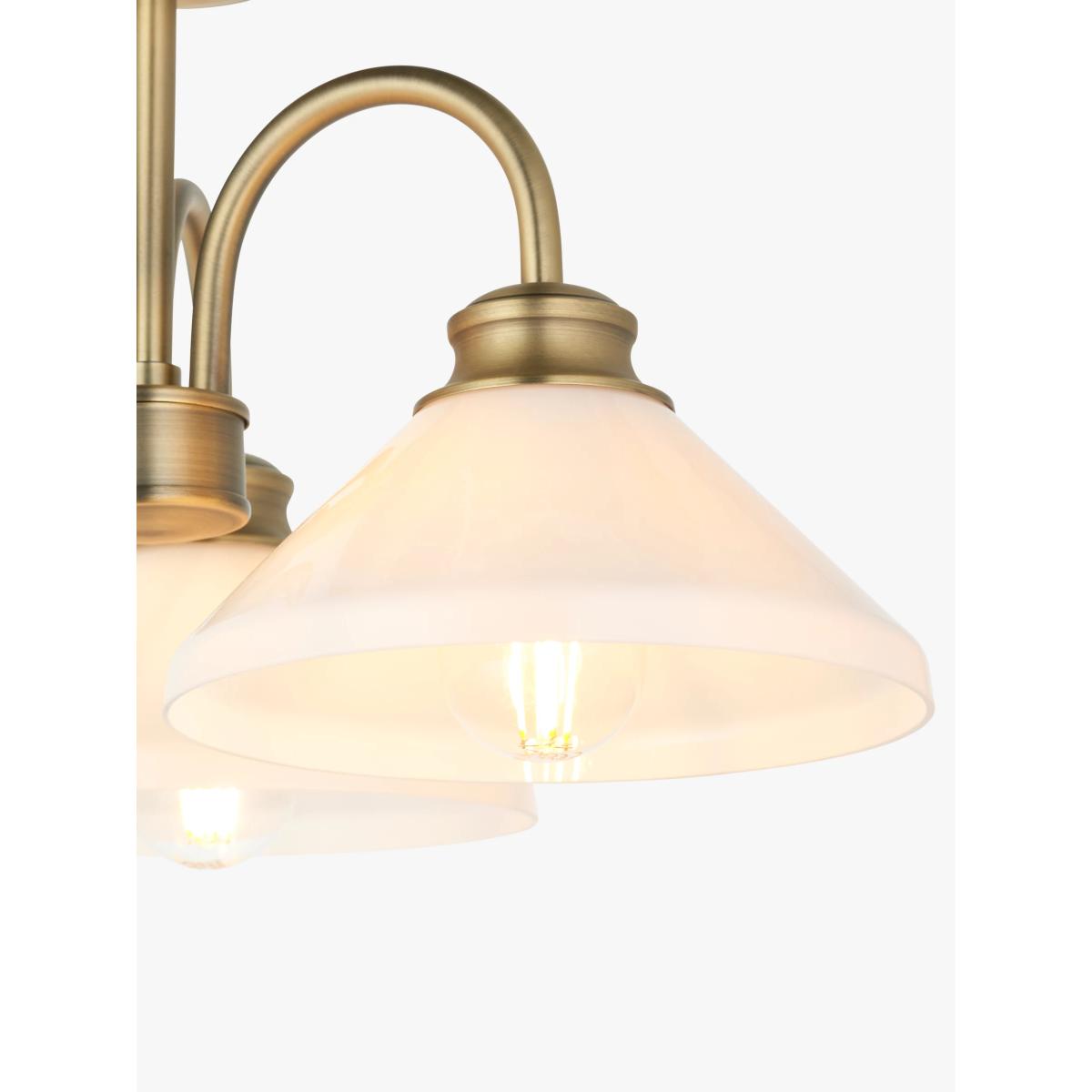 John Lewis Tula Opaline 3 Arm Semi Flush Ceiling Light, Matt Antique Brass – image 4