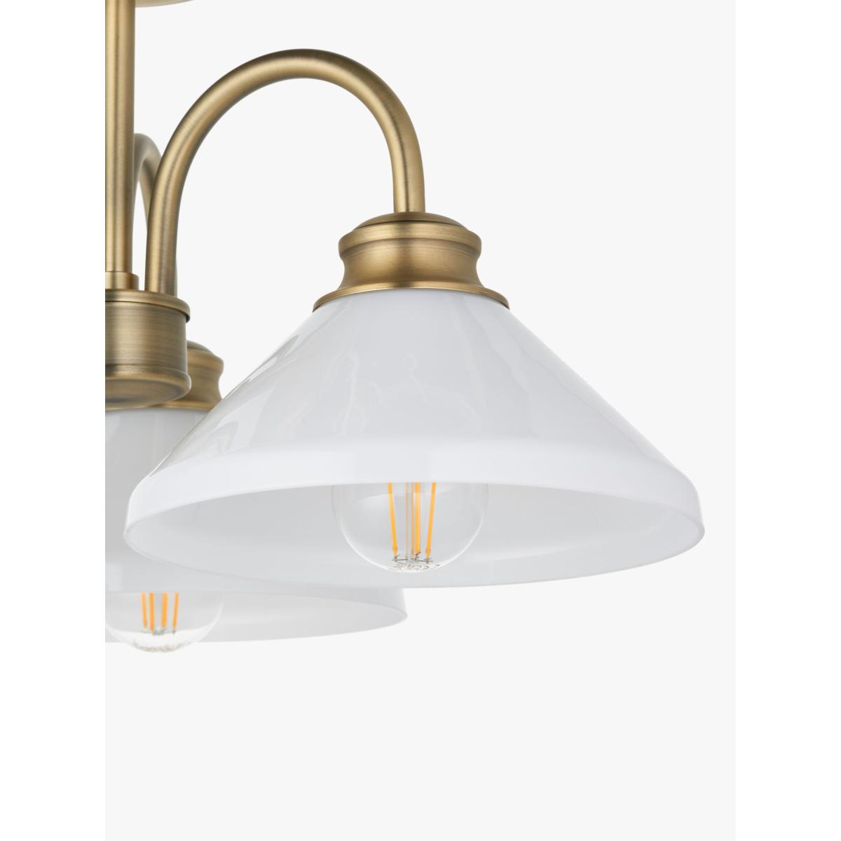 John Lewis Tula Opaline 3 Arm Semi Flush Ceiling Light, Matt Antique Brass – image 5