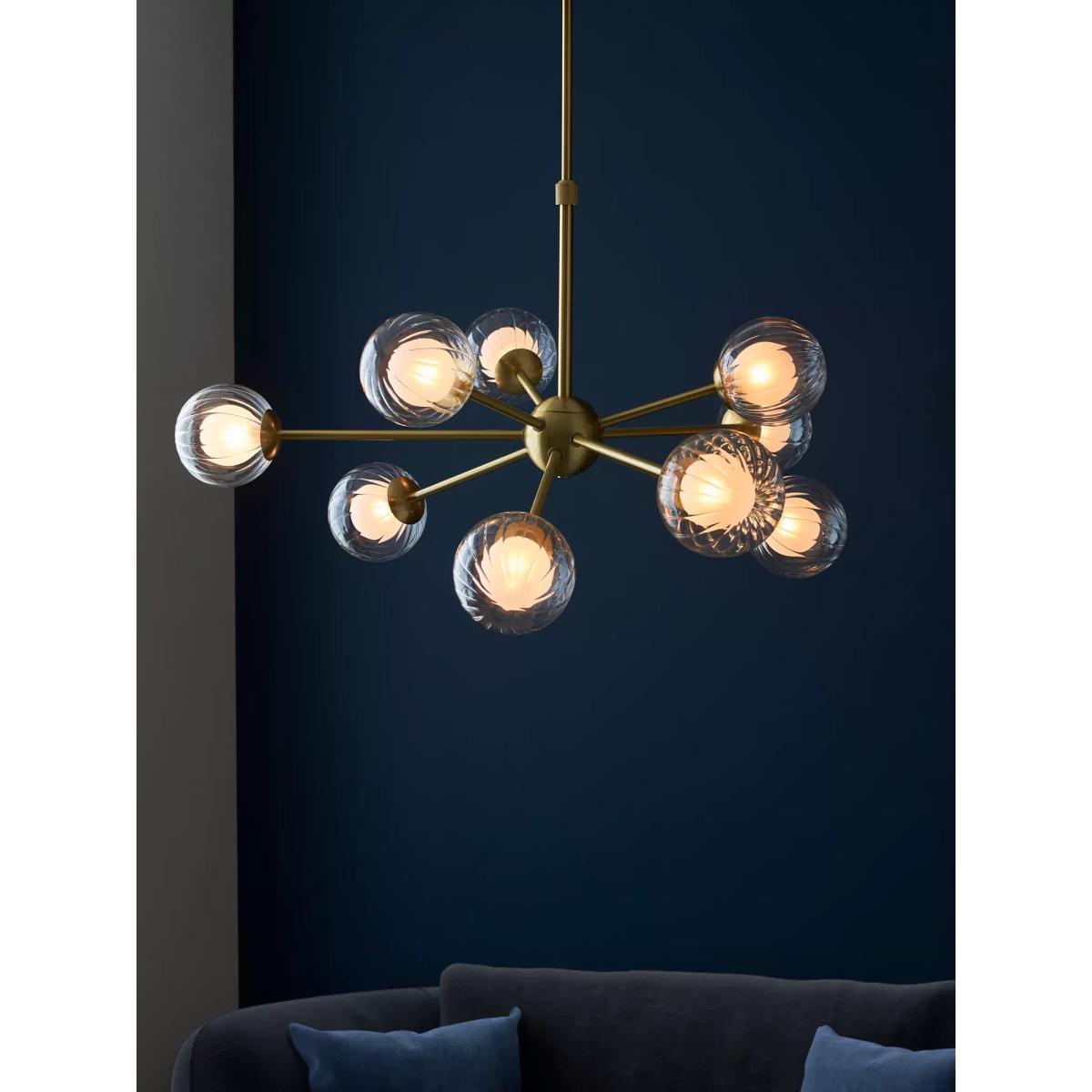 Bay Lighting Zora 9 Arm Semi Flush Ceiling Light, Gold – image 2