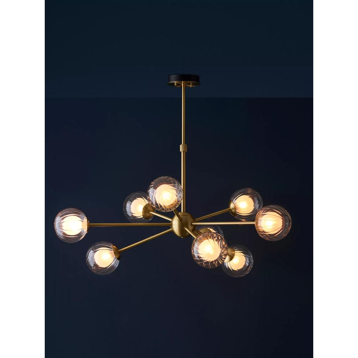 Bay Lighting Zora 9 Arm Semi Flush Ceiling Light, Gold – image 3