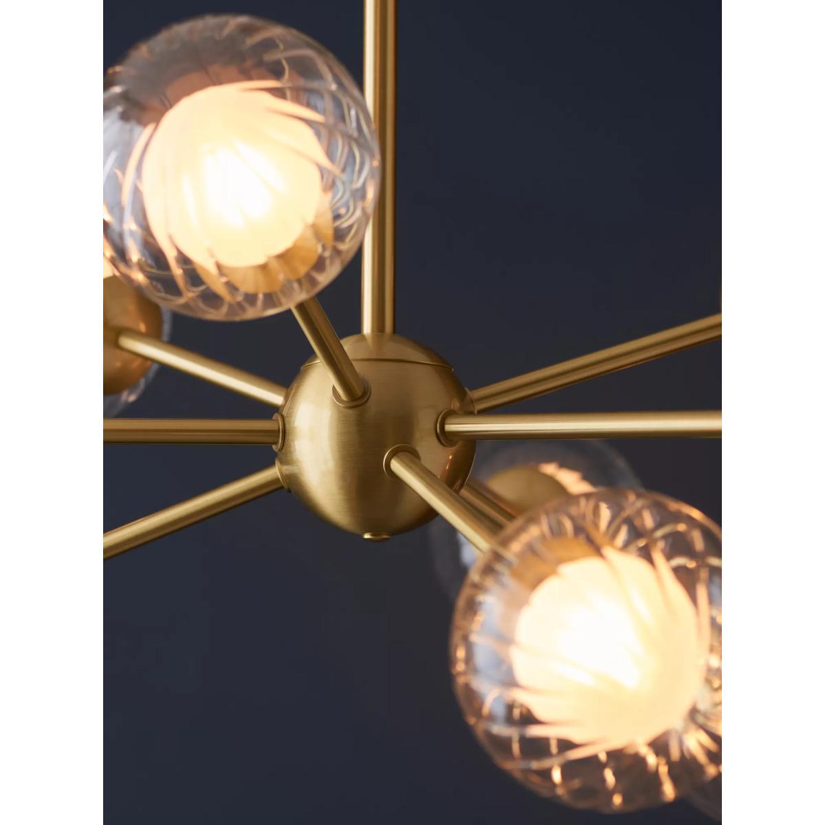 Bay Lighting Zora 9 Arm Semi Flush Ceiling Light, Gold – image 4