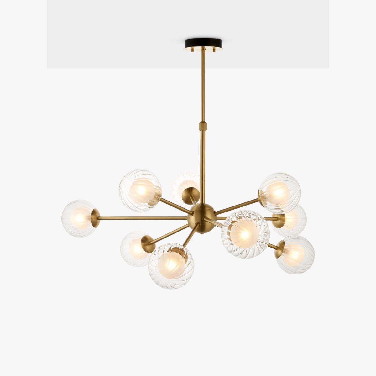 Bay Lighting Zora 9 Arm Semi Flush Ceiling Light, Gold – image 1