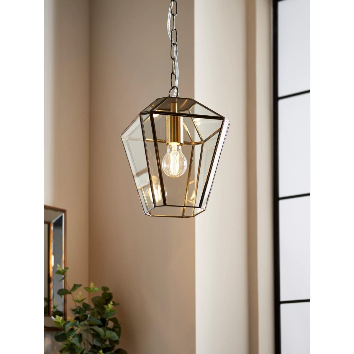John Lewis & Partners Timeless Glass Lantern Ceiling Light, Clear/Antique Brass – image 2