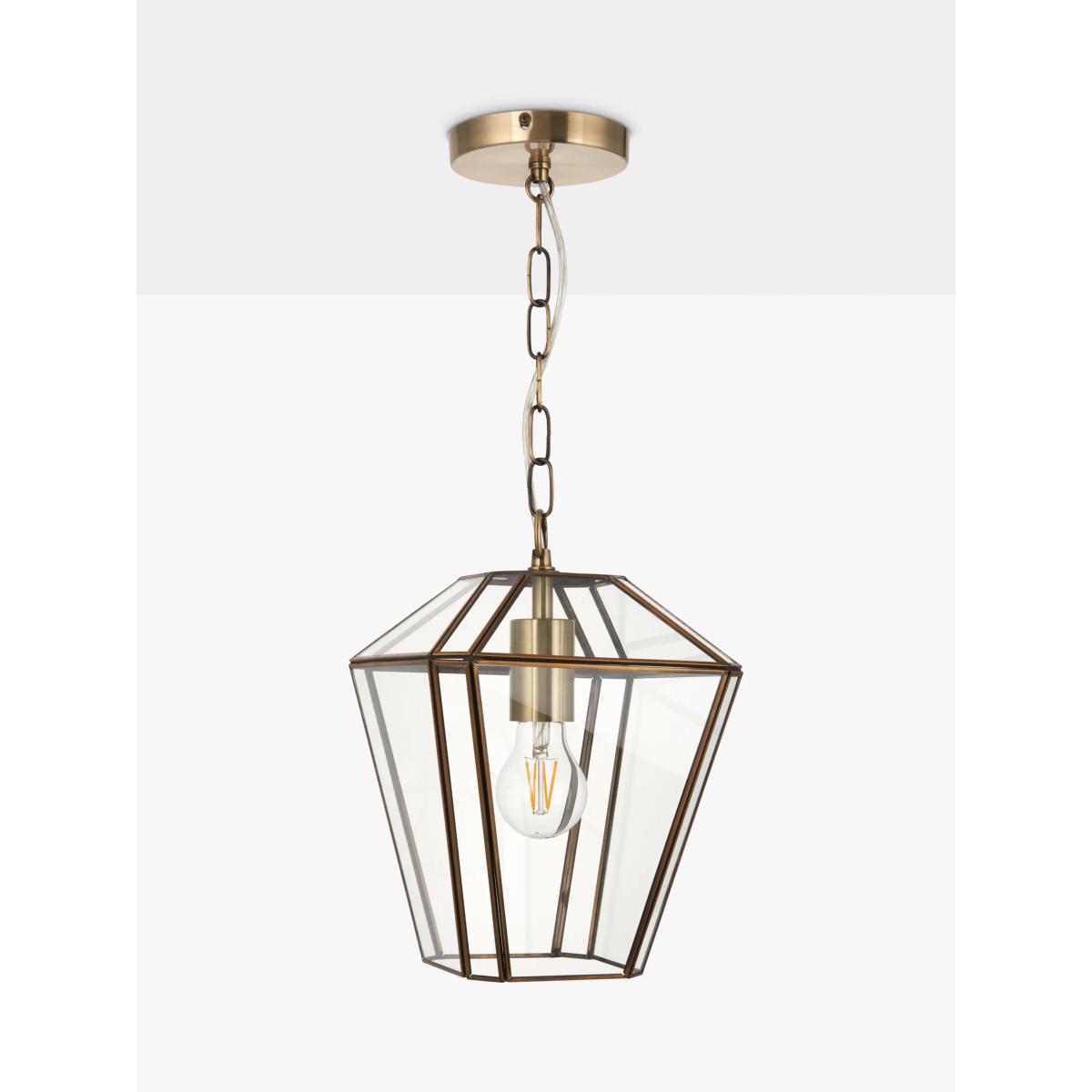 John Lewis & Partners Timeless Glass Lantern Ceiling Light, Clear/Antique Brass – image 3
