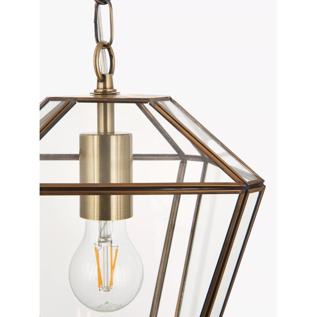 John Lewis & Partners Timeless Glass Lantern Ceiling Light, Clear/Antique Brass – image 4