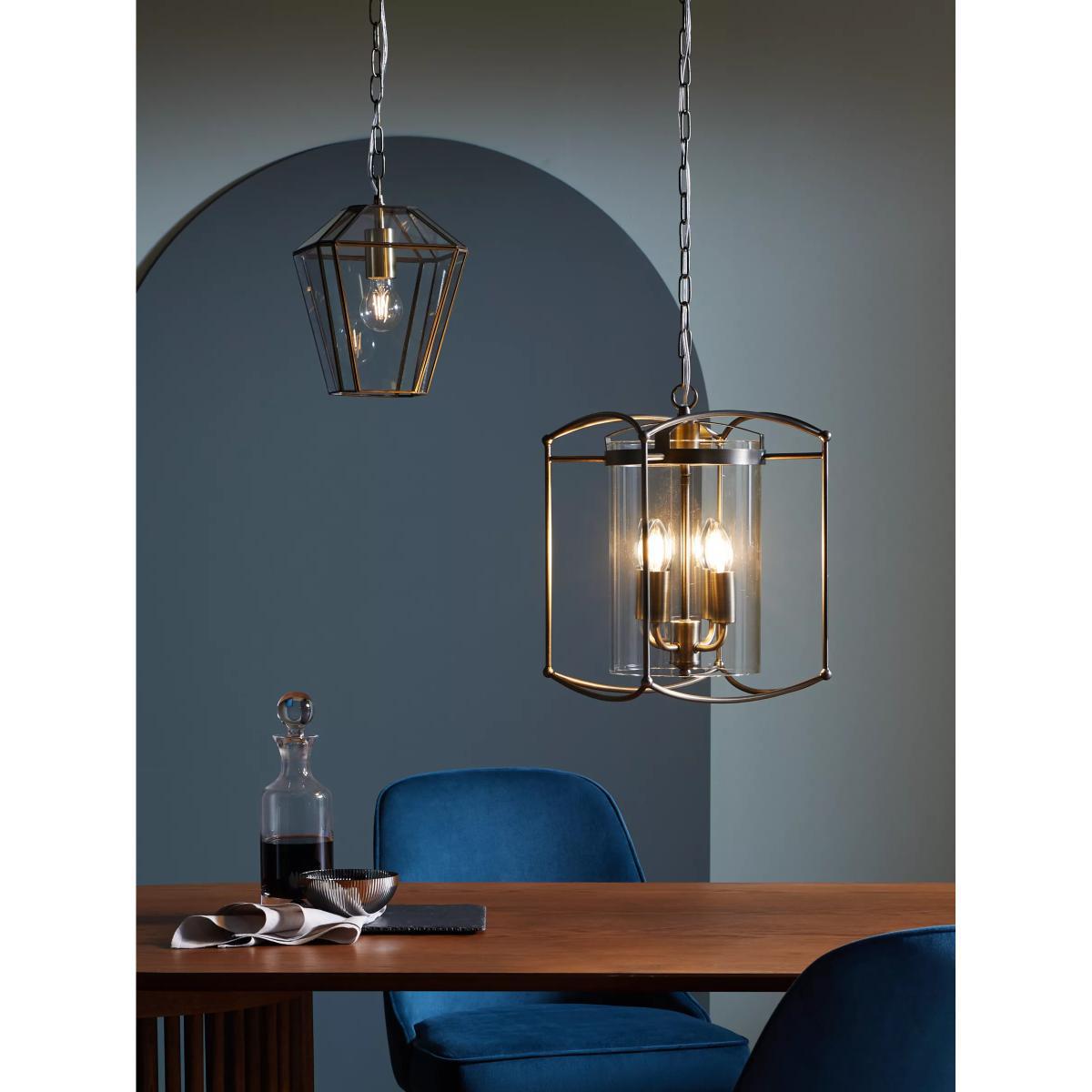John Lewis & Partners Timeless Glass Lantern Ceiling Light, Clear/Antique Brass – image 5