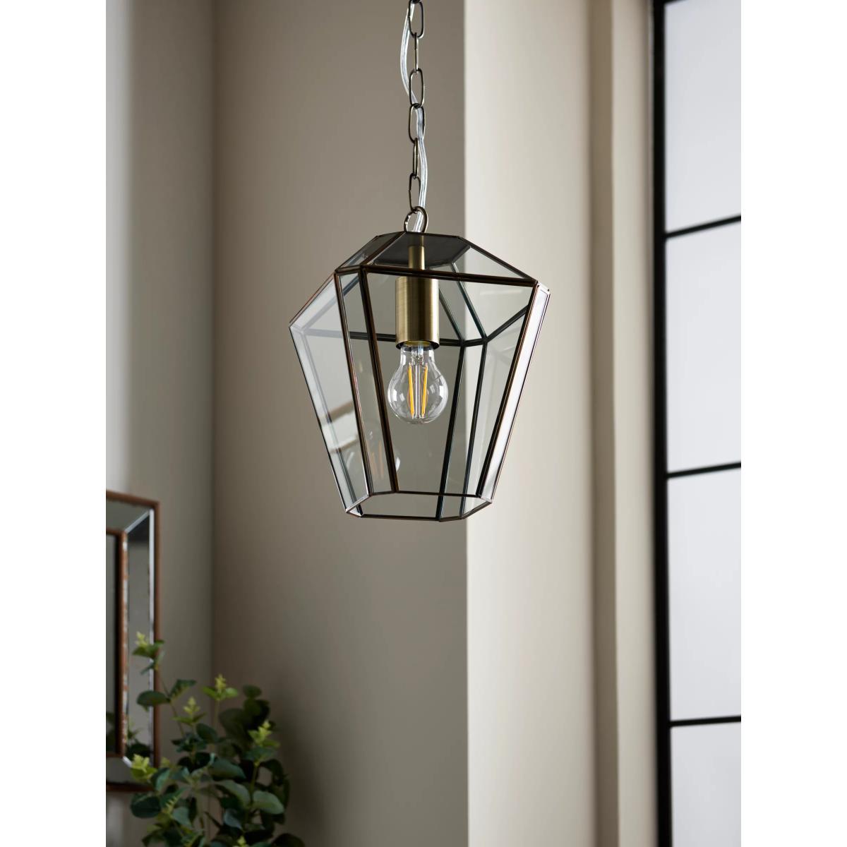 John Lewis & Partners Timeless Glass Lantern Ceiling Light, Clear/Antique Brass – image 6