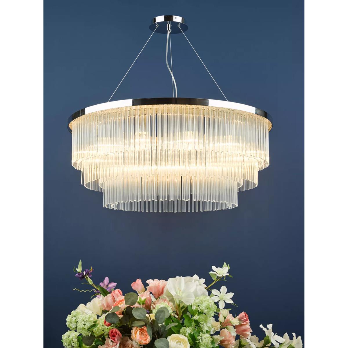 Där Alpheios Glass Chandelier Ceiling Light, Polished Chrome/Clear – image 7