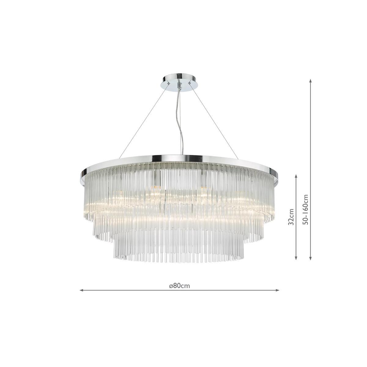 Där Alpheios Glass Chandelier Ceiling Light, Polished Chrome/Clear – image 9